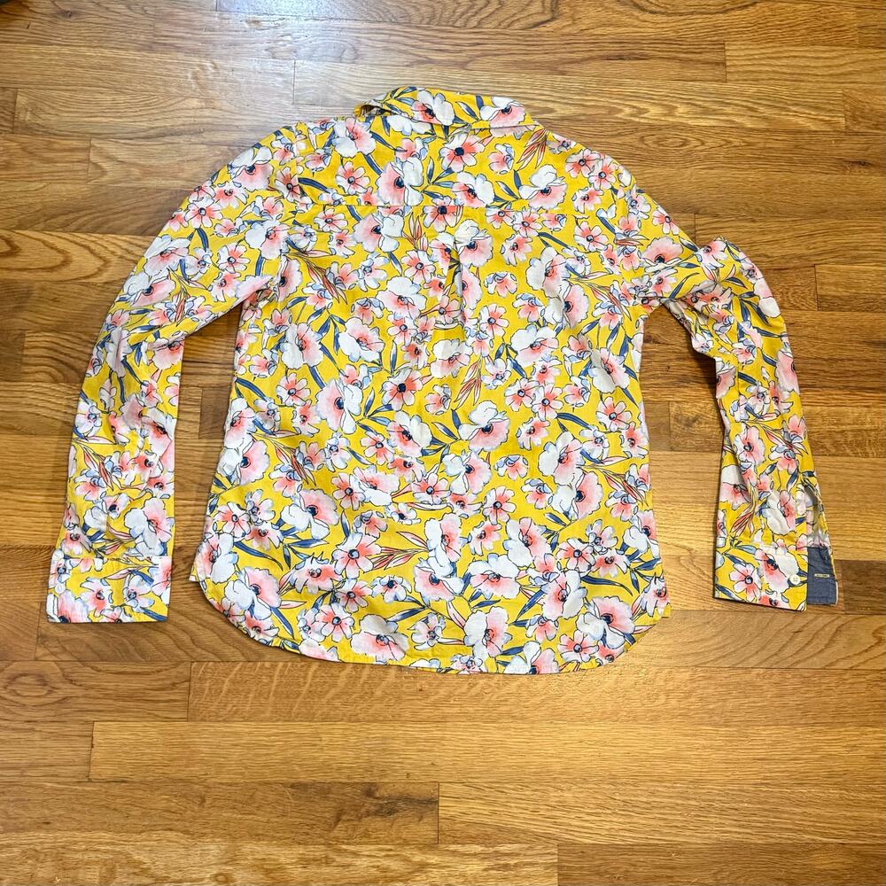 Tommy Hilfiger Womens Small Yellow Pink Floral Cotton Long Sleeve Shirt Cottage - Picture 6 of 9